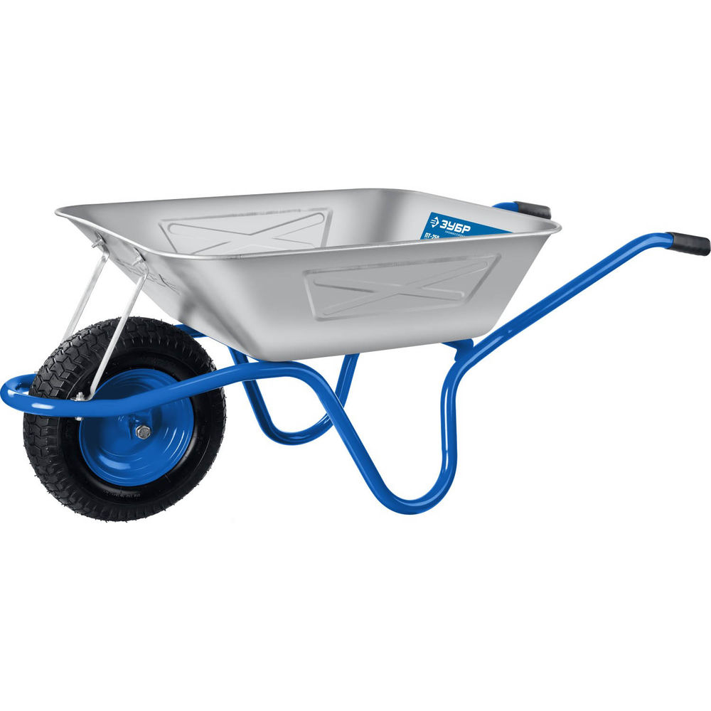 Тачка строительная одноколесная 130 л, 250 кг, широкое пневматическое колесо Профессионал ЗУБР ПТ-250 39907