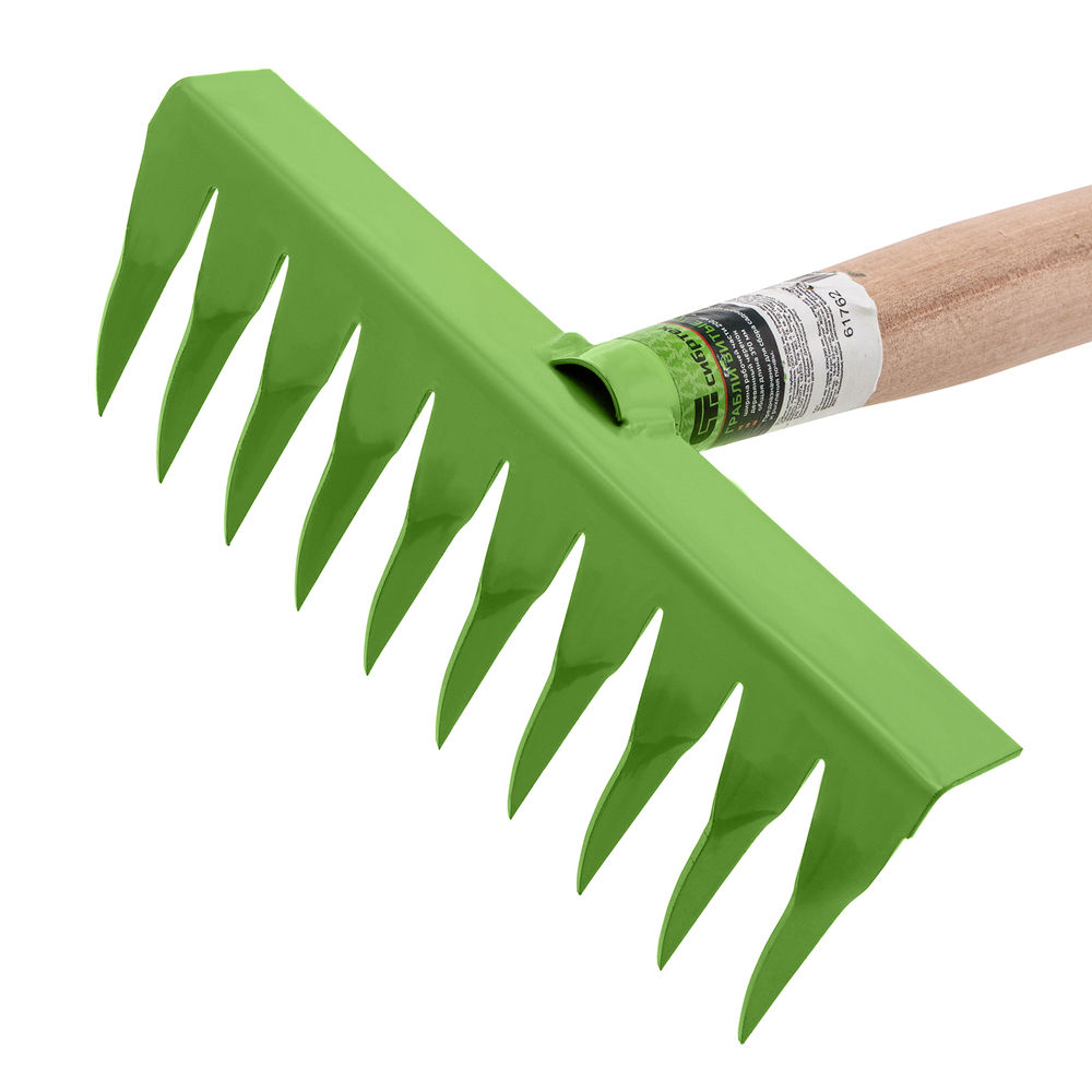 Грабли витые 10 - зубые, 200 х 390 мм, стальные, деревянная рукоятка, Агроном, Сибртех (61762)