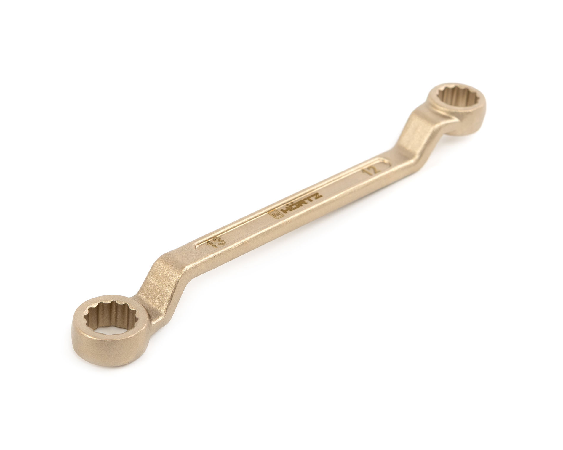 Ключ гаечный накидной двусторонний коленчатый 12х13 искробезопасный сплав AlCu, HORTZ
