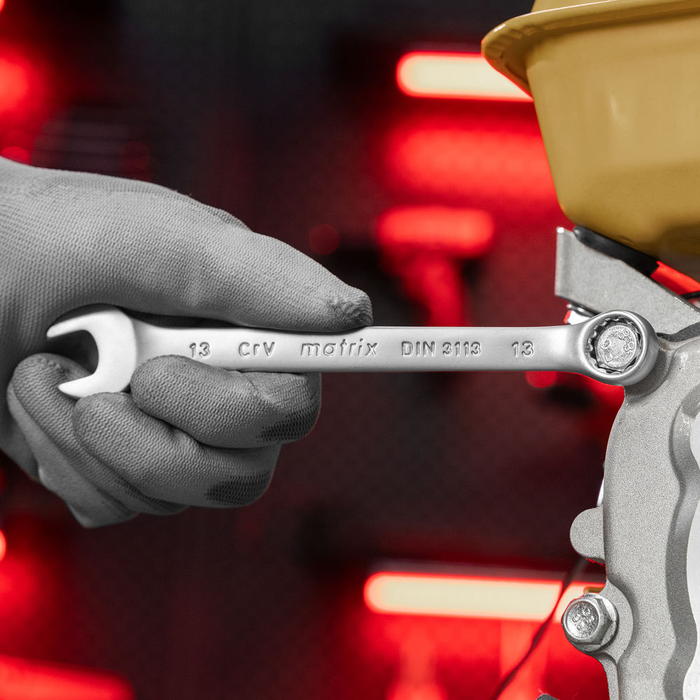 Ключ комбинированный, 13 мм, CrV, матовый хром Matrix