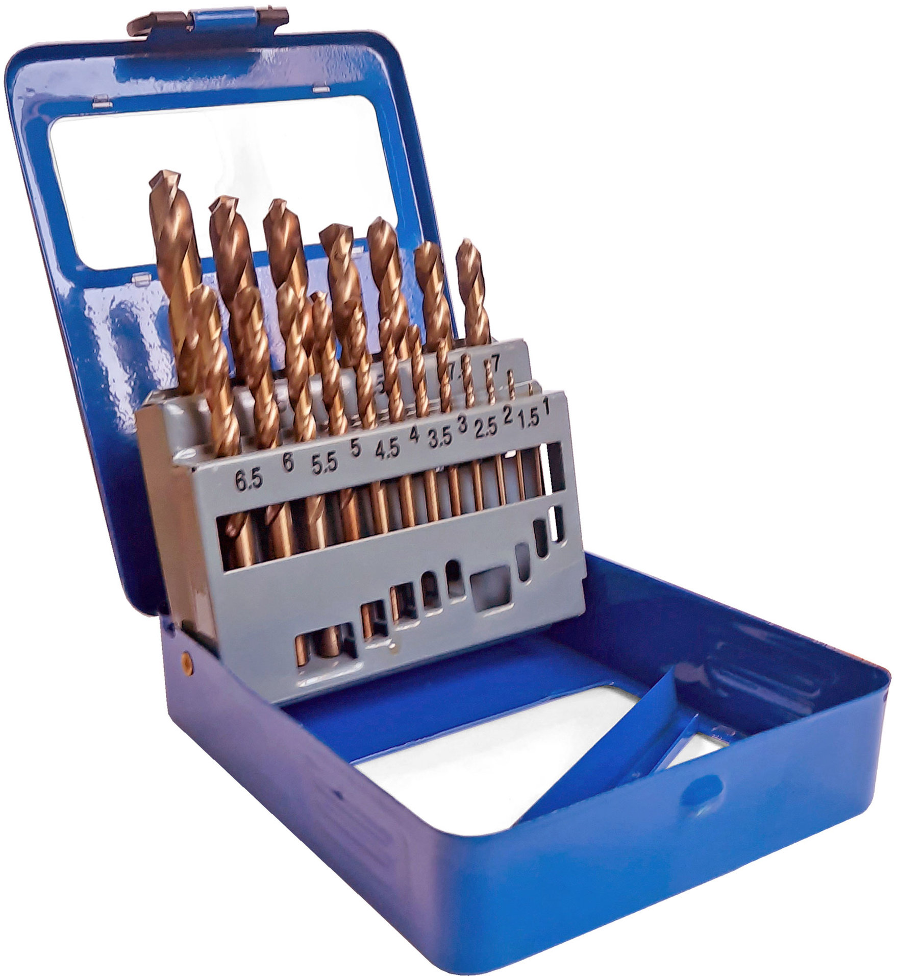 Набор сверл по металлу с кобальтом 5% в металлической коробке; 1-10 мм (через 0,5 мм), 19 шт., Cutop Profi (48-602)