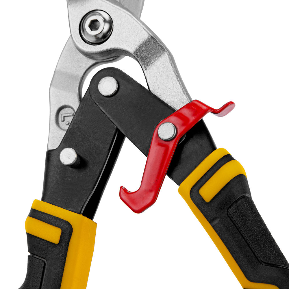 Ножницы по металлу, 270 мм, прямой и левый рез, сталь-СrMo, трехкомпонентные рукоятки Denzel (78372)