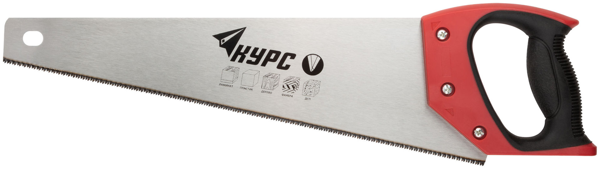 Ножовка по дереву, мелкий каленый зуб 12 ТPI, 3D заточка, пласт.прорезиненная ручка 400 мм (40371)