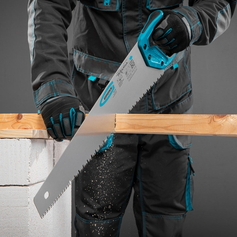 Ножовка по дереву Piranha, 550 мм, сегментное строение рабочей кромки, 7-8 TPI, зуб-3D, двухкомпонентная рукоятка Gross