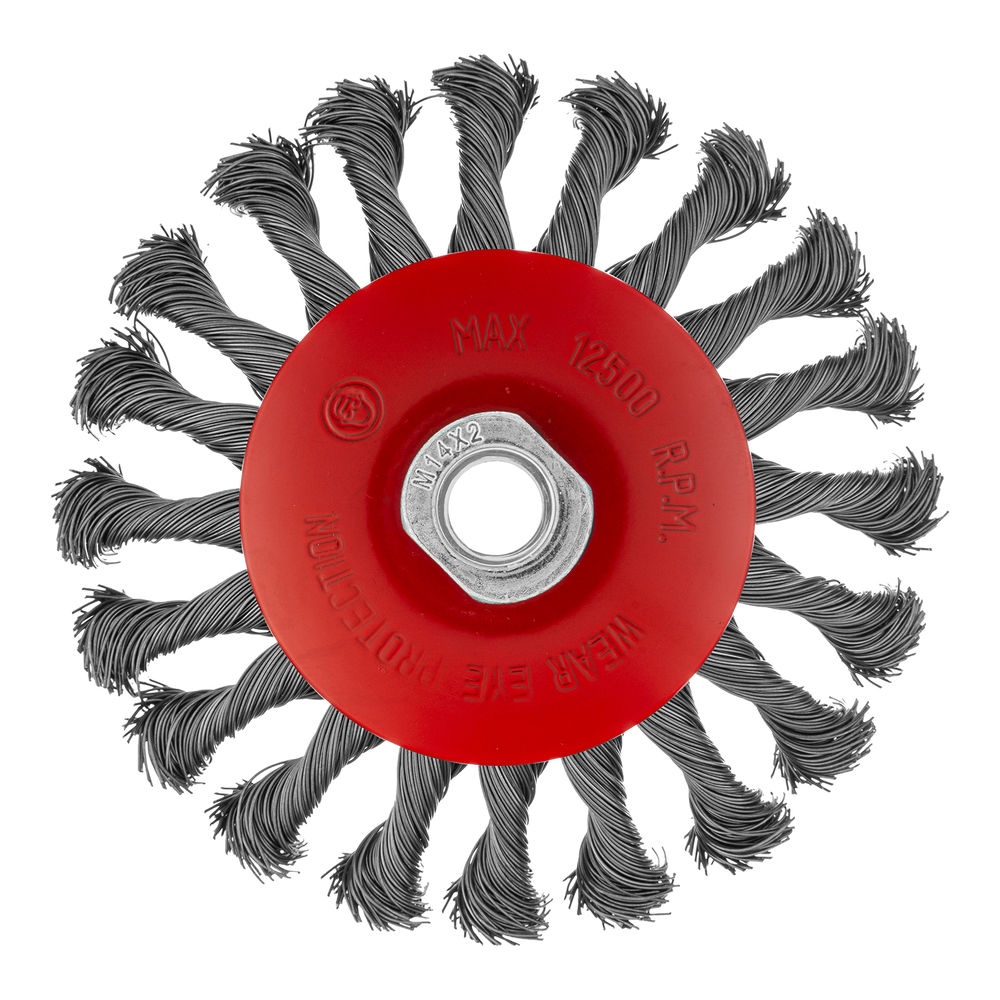 Щетка для УШМ, 125 мм, М14, тарелка, крученая проволока 0.5 мм Matrix (74611)