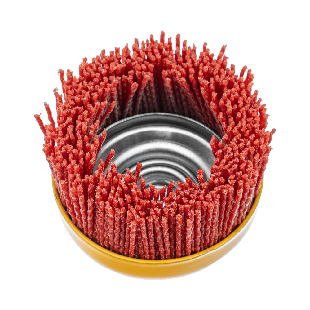 Щетка для УШМ, 75 мм, Чашка, нейлоновая щетина, М14 Denzel (74465)