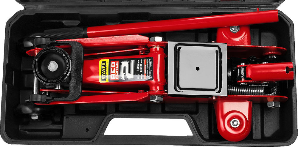Домкрат подкатной в кейсе 2 т, 125 - 320 мм для легковых а/м R-22 RED FORCE Professional STAYER 43152-2-K