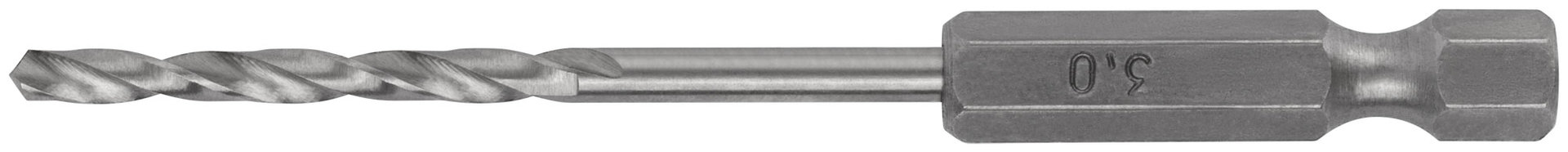 Сверло HSS по металлу,полированное, U-хвостовик под биту, инд.упаковка 3,0 мм (34030)