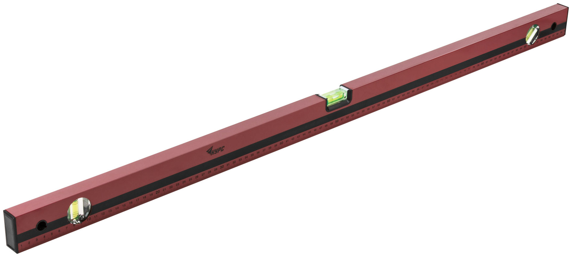 Уровень Оптима, 3 глазка, красный корпус, фрезерованная рабочая грань, шкала 1000 мм (18025)