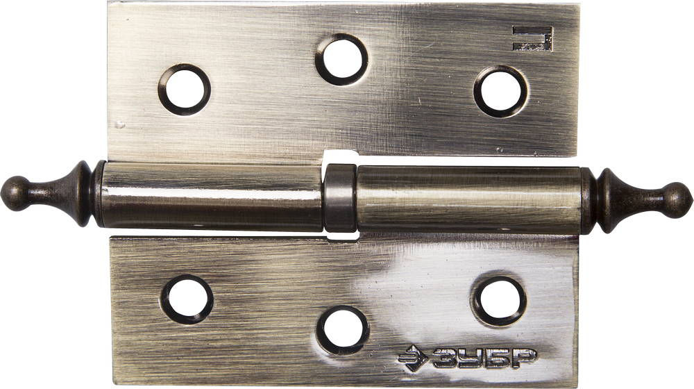 Петля карточная 75 х 63 х 2.5 мм, разъемная, правая, цвет старая латунь (AB), 2 шт ЗУБР 37605-075-5R