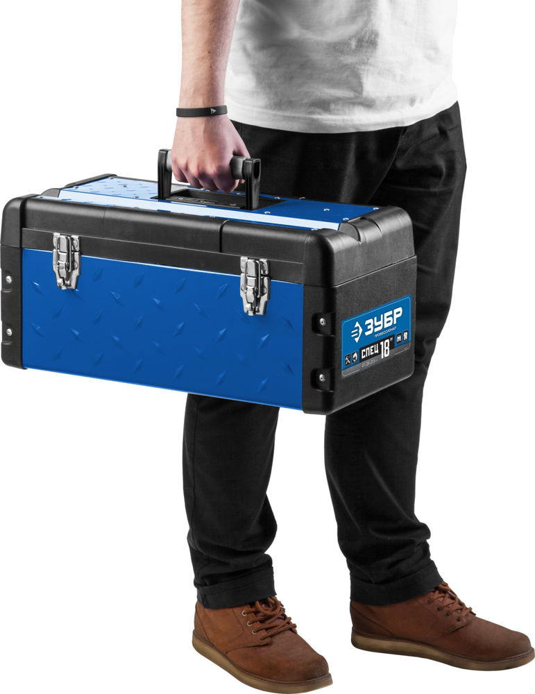 Металлический ящик для инструментов 470 x 240 x 215 мм 18 Профессионал ЗУБР СПЕЦ-18 38155-18