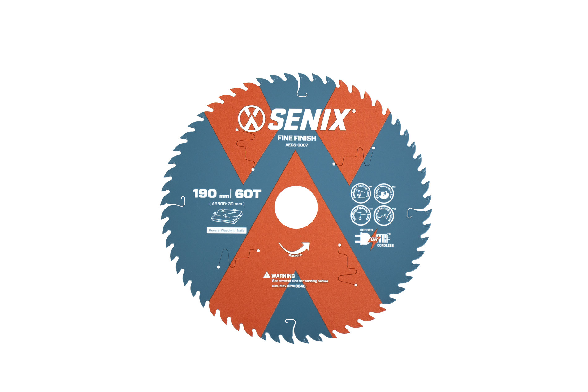 Диск пильный по дереву 190мм х 30 мм, 60Т, SENIX