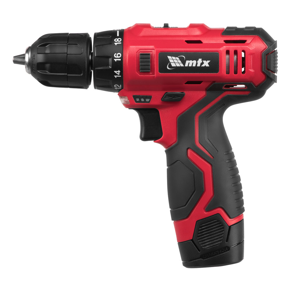 Дрель-шуруповерт аккумуляторная MCDL-12-02P, Li-Ion, 12 В, 2 акк. MTX (26181)