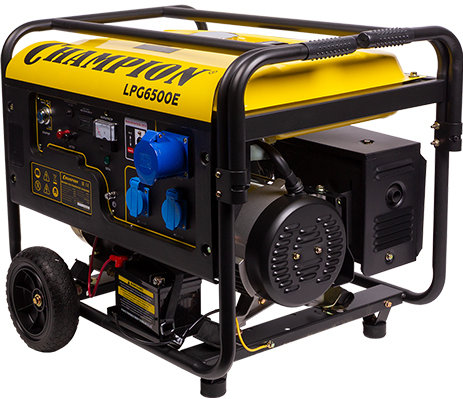 Генератор CHAMPION LPG6500E (бензин+газ 5/5,5кВт 16лс 25л 12В 85кг, эл.стартер, счетчик, колеса) (LPG6500E)