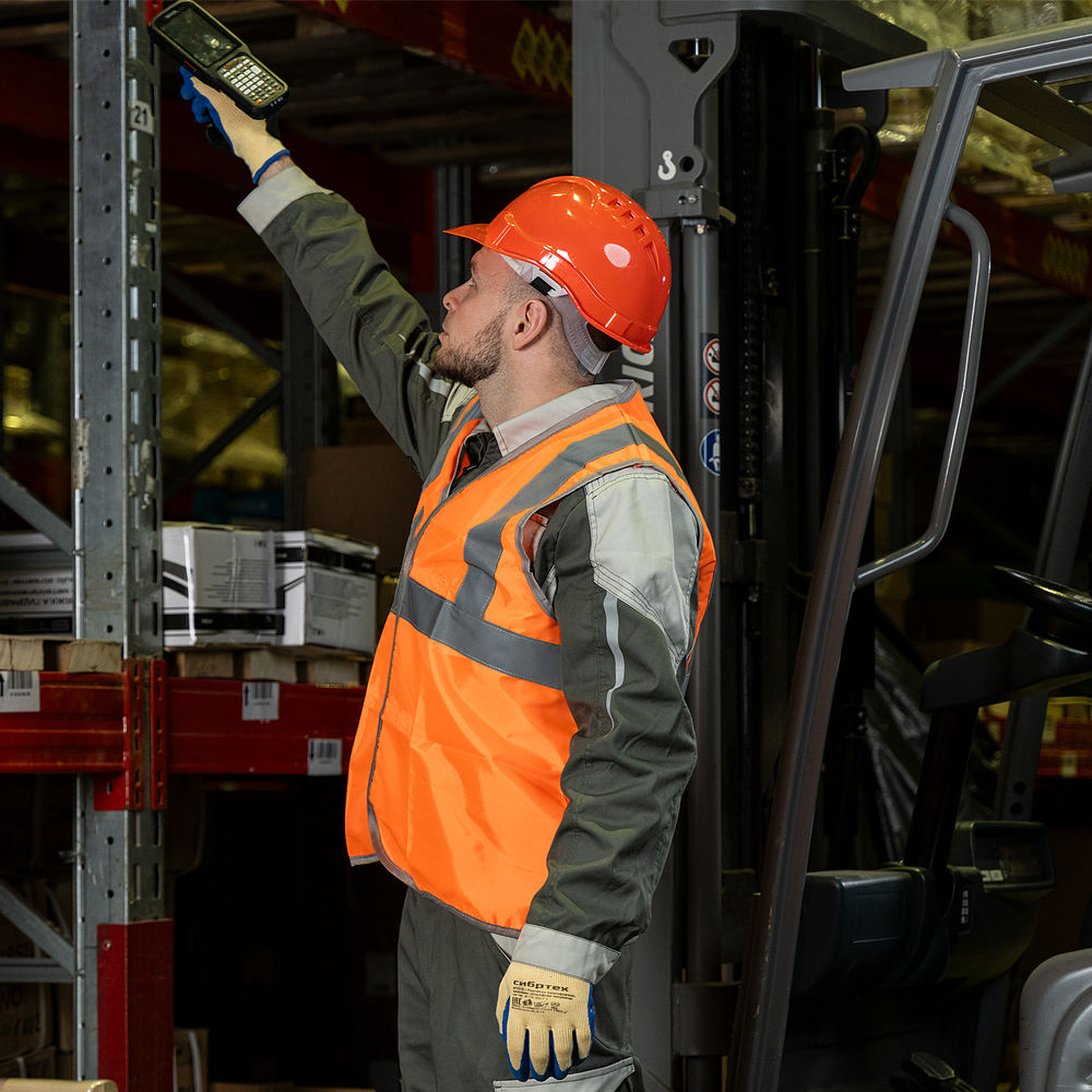 Каска защитная из ударопрочной пластмассы, оранжевая Сибртех (89113)