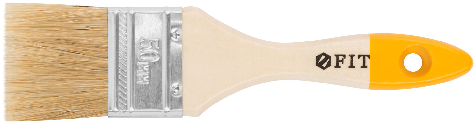 Кисть флейцевая Стандарт-Плюс, натур.светлая щетина, деревянная ручка 2 (50 мм) (01045)
