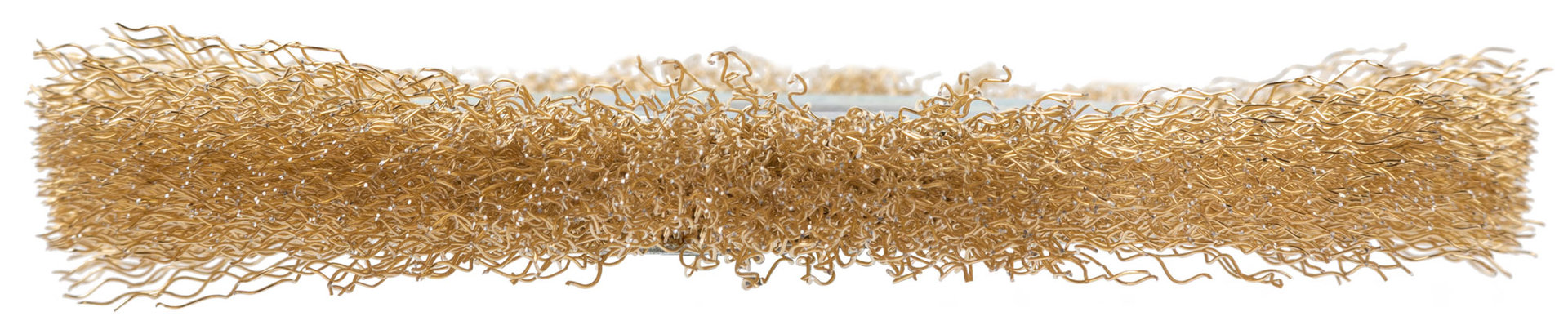 Корщетка-колесо, посадочный диаметр 22,2 мм, стальная латунированная волнистая проволока 125 мм, блистер (39076)