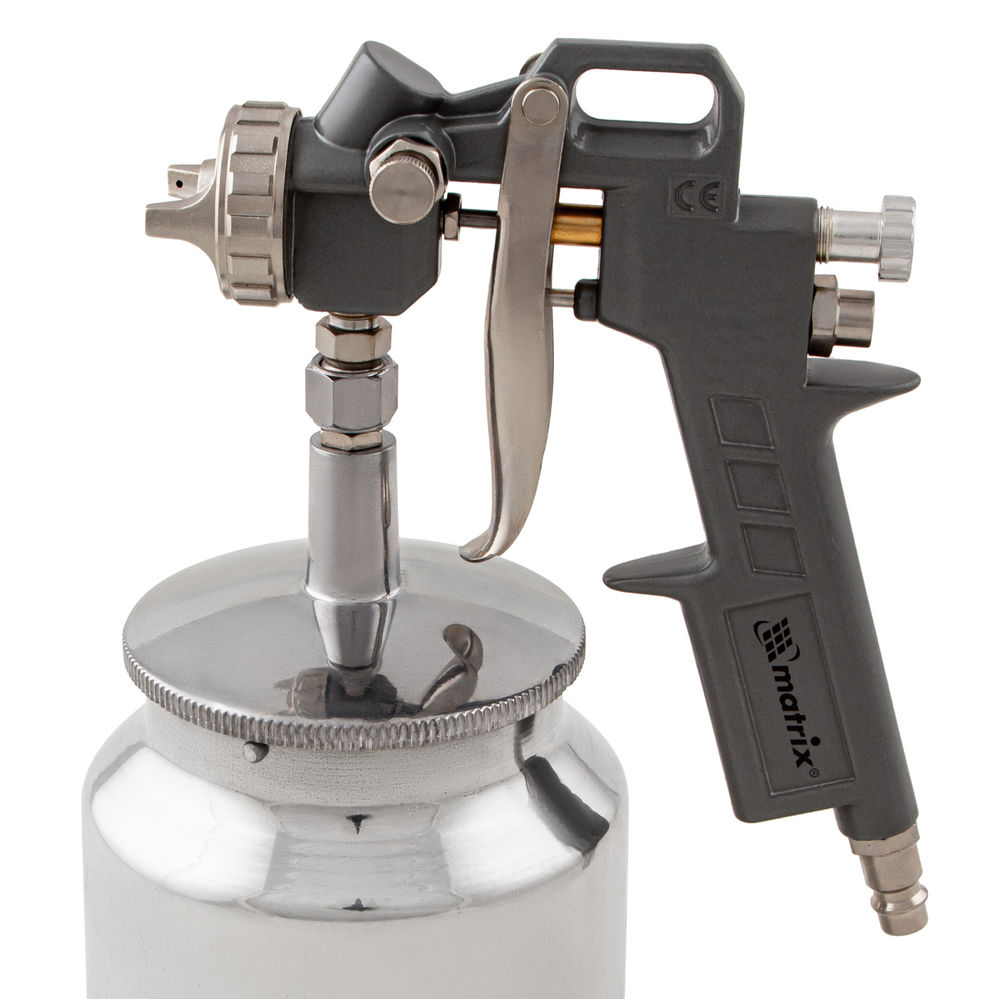 Краскораспылитель пневматический с нижним бачком V 0.75 л, сопло D 1.2, 1.5 и 1.8 мм Matrix (57317)