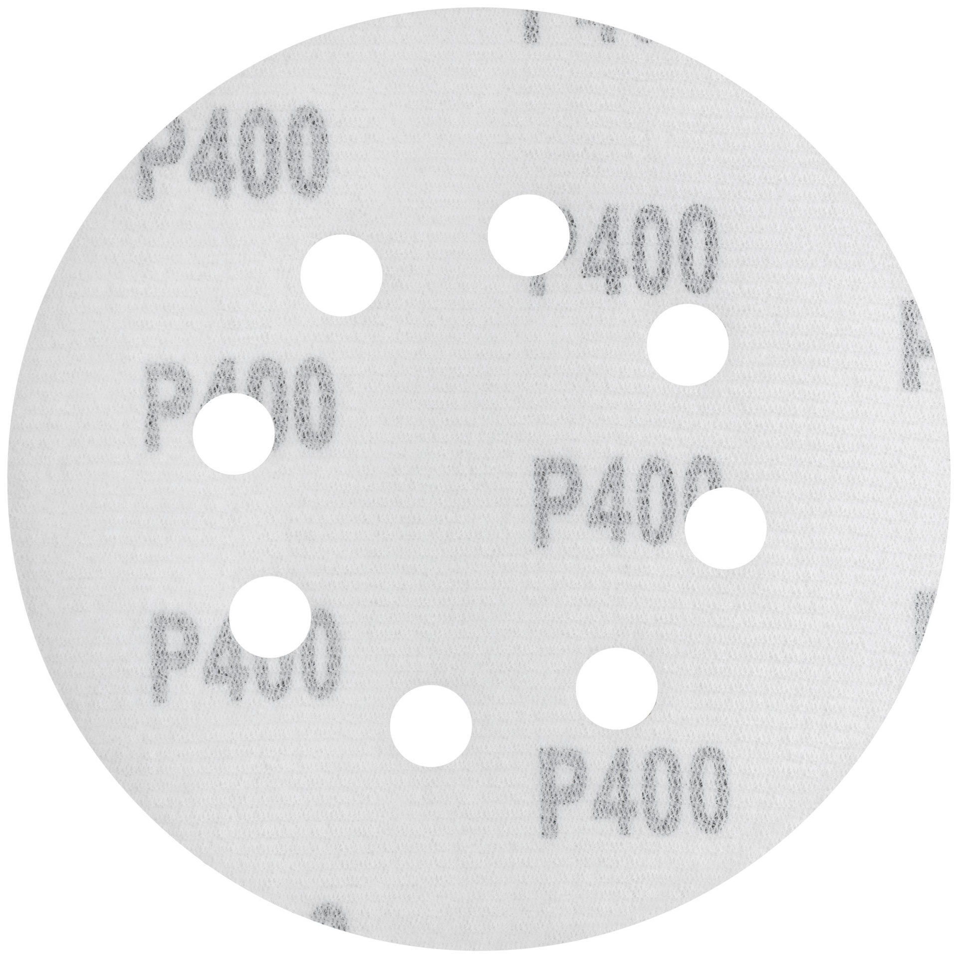 Круги шлифовальные с отверстиями (липучка), алюминий-оксидные, 125 мм, 5 шт. Р 400 (39676)