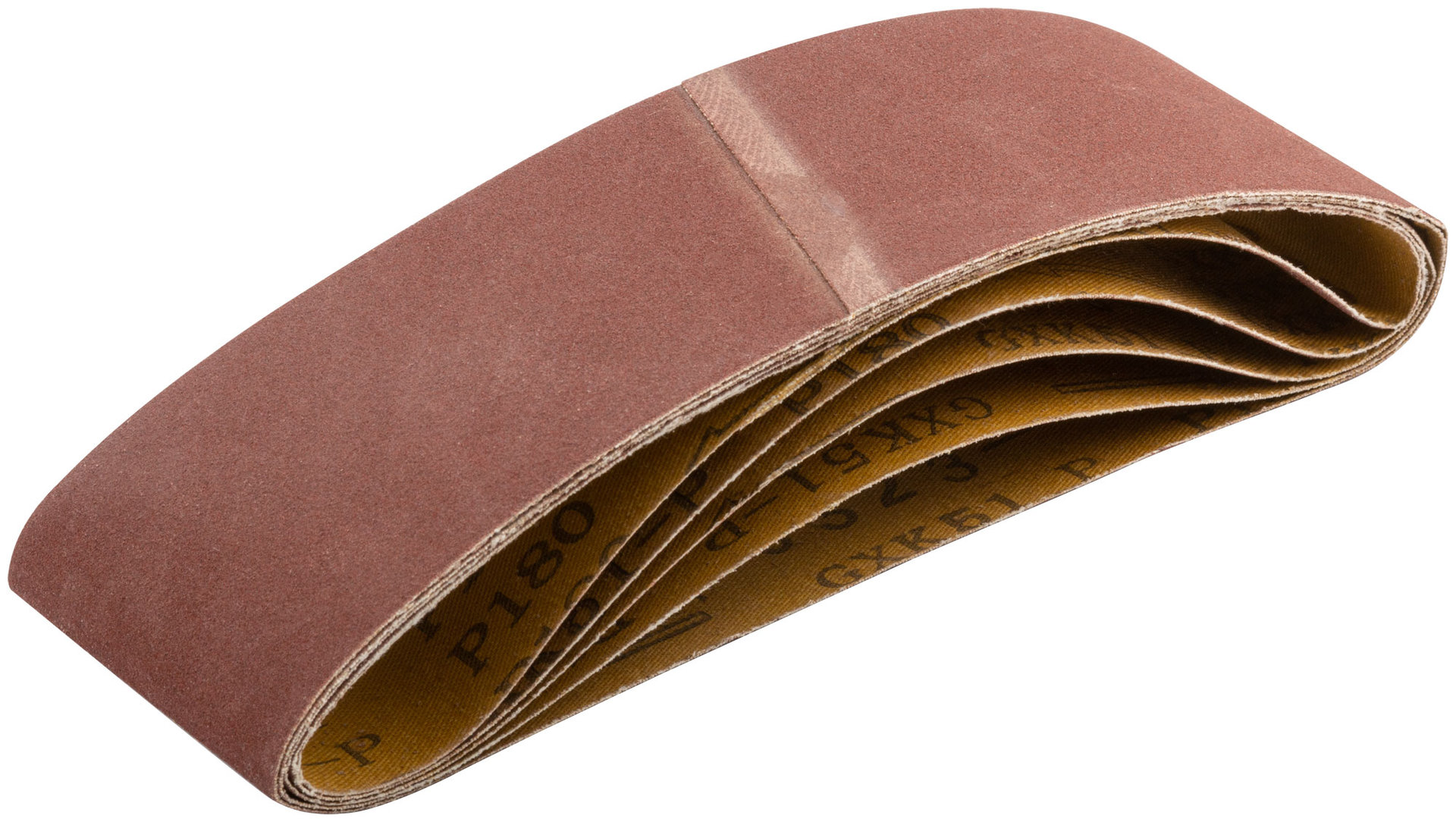 Ленты шлифовальные бесконечные, водостойкие, на тканевой основе, 5 шт., 75х533 мм Р 180 (39698)