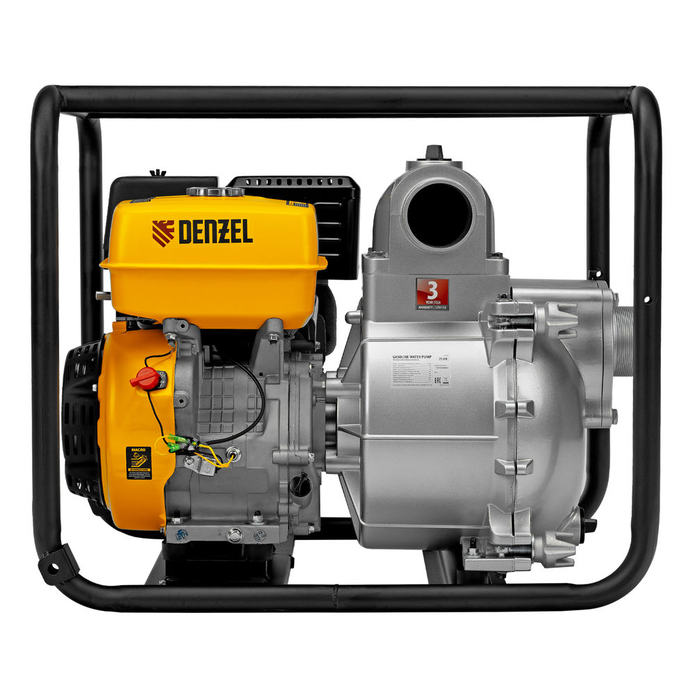Мотопомпа бензиновая для грязной воды PX-80D, 15 л.с, 3, 1500 л/мин, глубина 8 м , напор 30 м Denzel (99204)