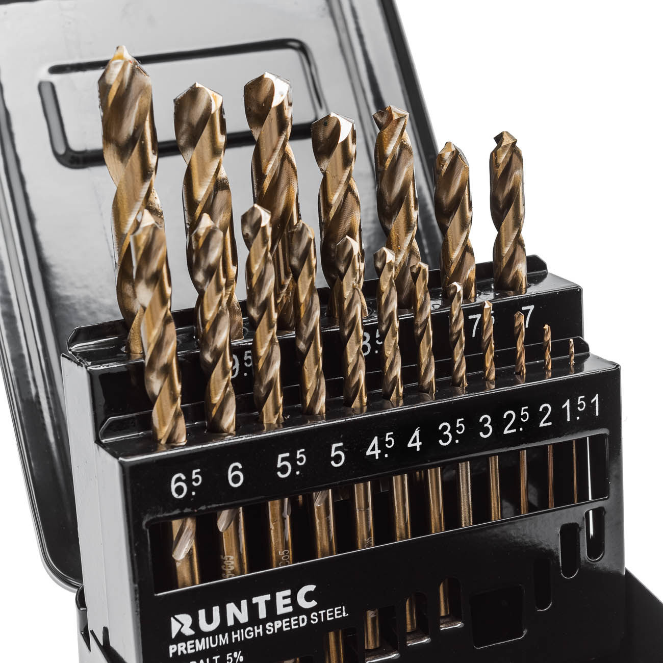 Набор сверл по металлу 1-10 мм, HSS-Co5, 19 предметов RUNTEC RT-DSCB19