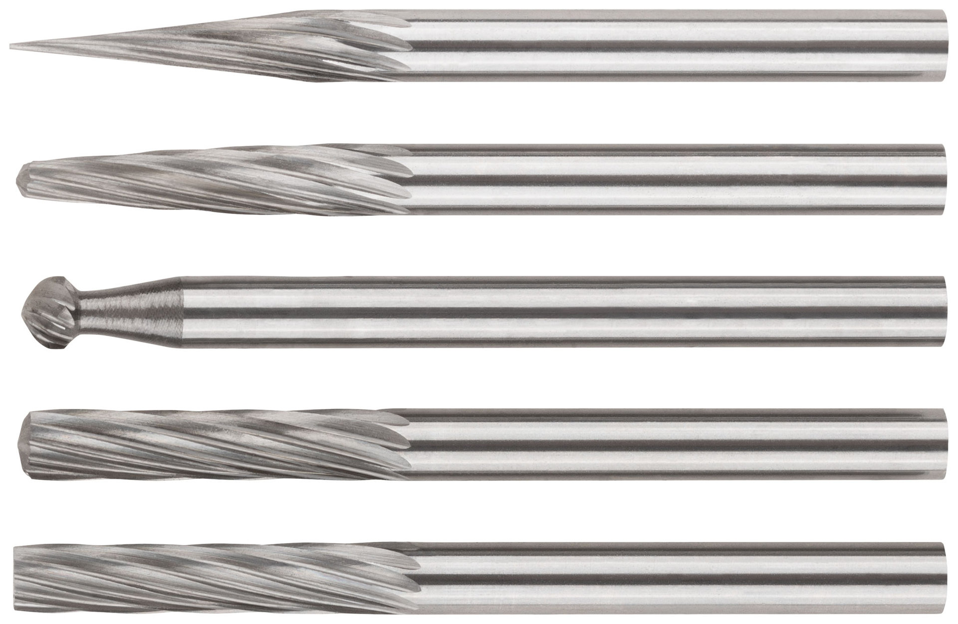 Шарошки карбидные Профи, штифт 3 мм (мини), набор 5 шт. (36601)