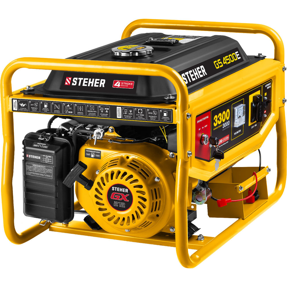 Генератор бензиновый 3300 Вт с электростартером STEHER GS-4500Е