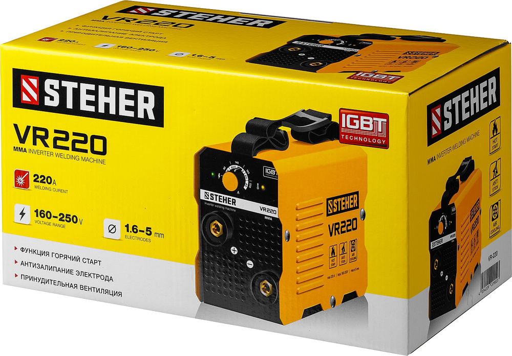 Аппарат сварочный инверторный ММА STEHER 220 А макс. электрод O 5.0 мм VR-220  