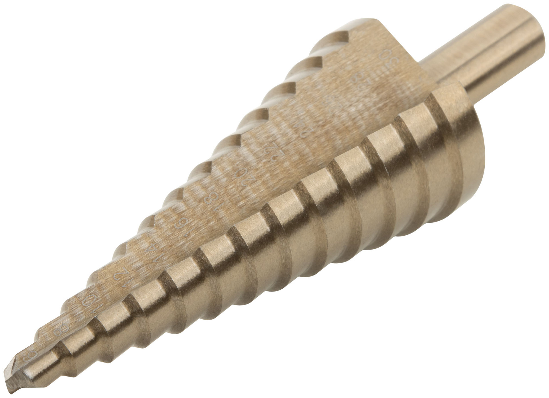 Сверло ступенчатое HSS Co5% ( Р6М5К5 ) по металлу, 13 ступеней, 6-30 мм