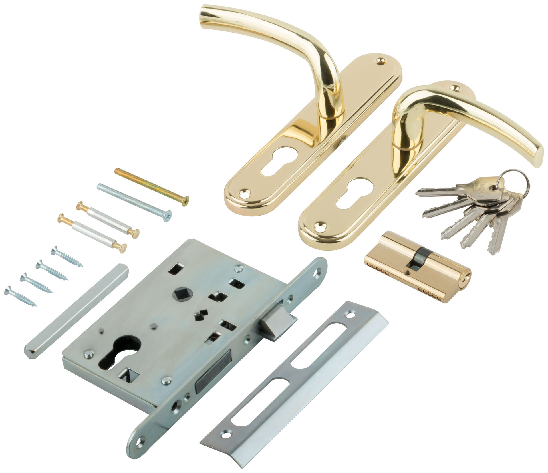 Замок врезной с ручками Стандарт ЗВ4-7.03С, золото (66999)