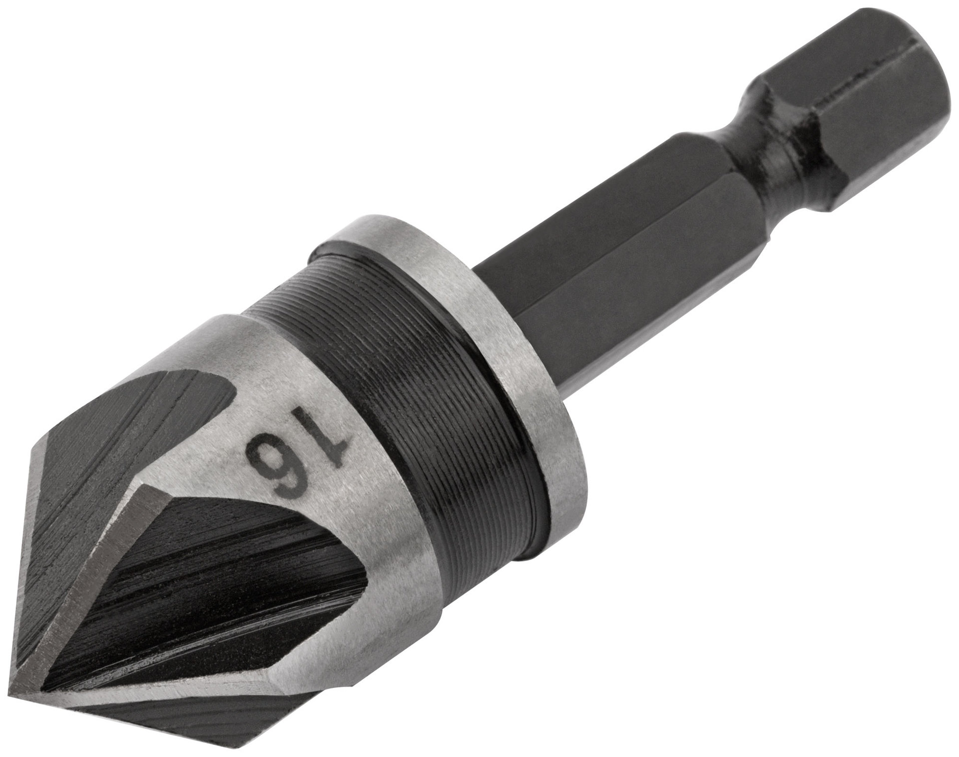 Зенкер конический, легированная сталь, хвостовик под биту, 16 мм (36446)