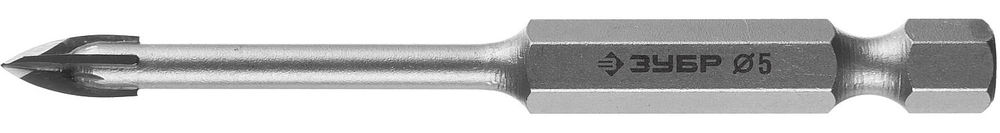 Сверло по стеклу и кафелю 5 мм, 4-х кромка, HEX 1/4 ЗУБР Профессионал 29845-05_z01