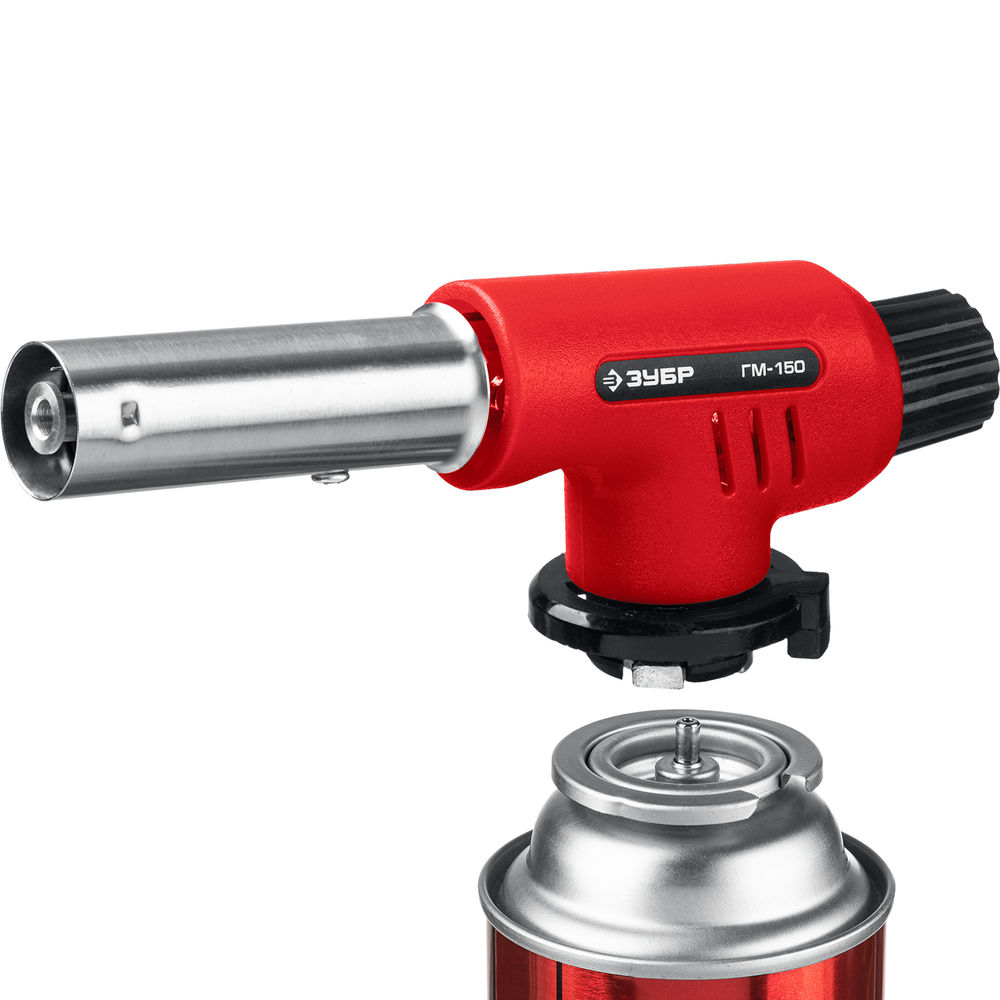 Горелка газовая ГМ-150 1300°C с пьезоподжигом на баллон с цанговым соединением ЗУБР 55554