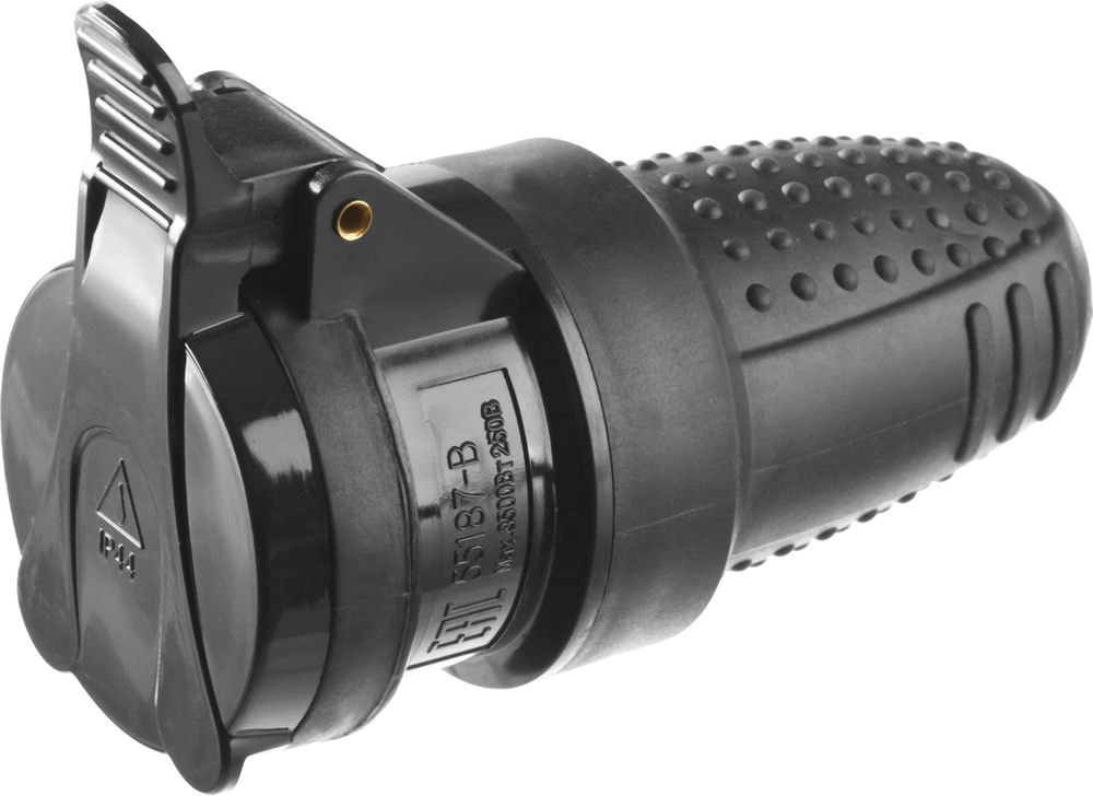 Розетка электрическая обрезиненная IP44, 16 A/220 В ЗУБР Профессионал 55187-B