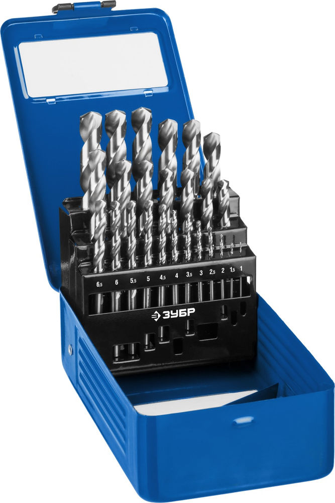 Набор сверл по металлу в мет. боксе 1-13 мм 25 шт сталь Р6М5 класс А ЗУБР ПРОФ-А Профессионал 29625-H25