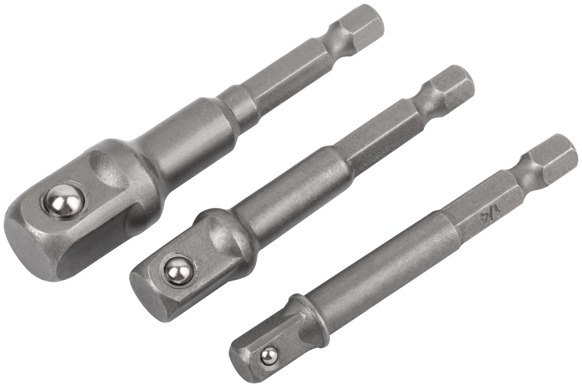 Адаптеры под головки с хвостовика U-типа под биты, набор 3 шт., CrV сталь (57953)