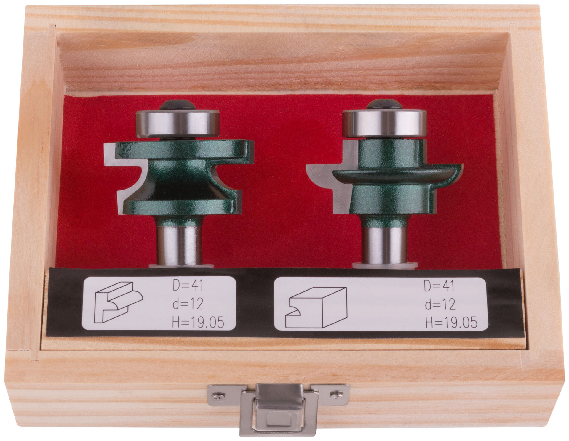 Фрезы по дереву комбинированные универсальные, набор 2 шт., деревянный бокс, DxH=41х19,5 мм (36567)