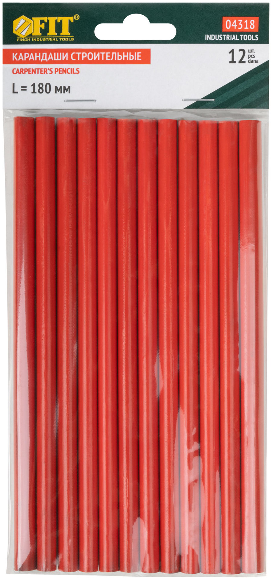 Карандаши строительные, 180 мм, 12 шт. (04318)