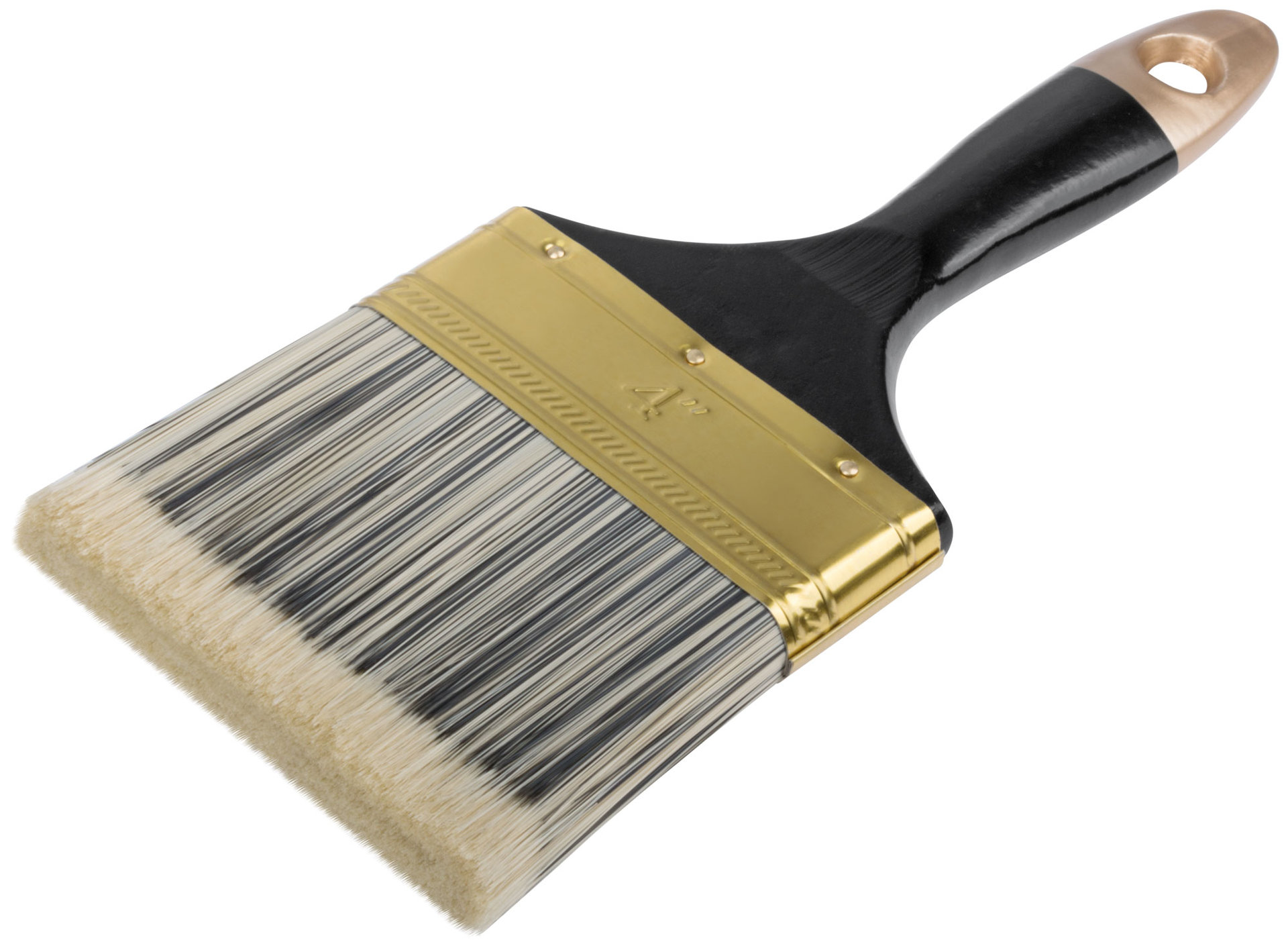 Кисть флейцевая Стайл, искусственная черно-белая щетина, деревянная ручка 4 (100 мм) (01188)