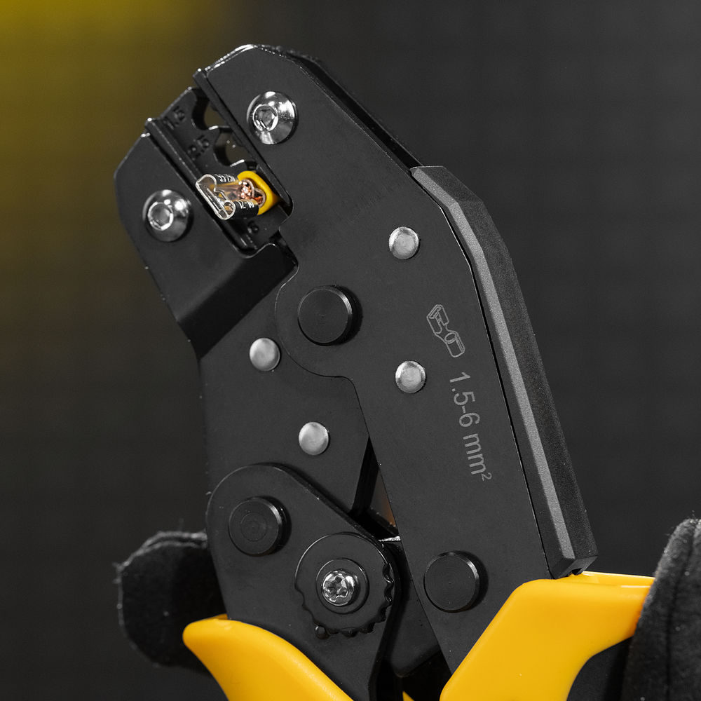 Клещи для обжима неизолированных наконечников НК и НВ, разъемов РП, 1,5 - 6 мм2 Denzel (17746)