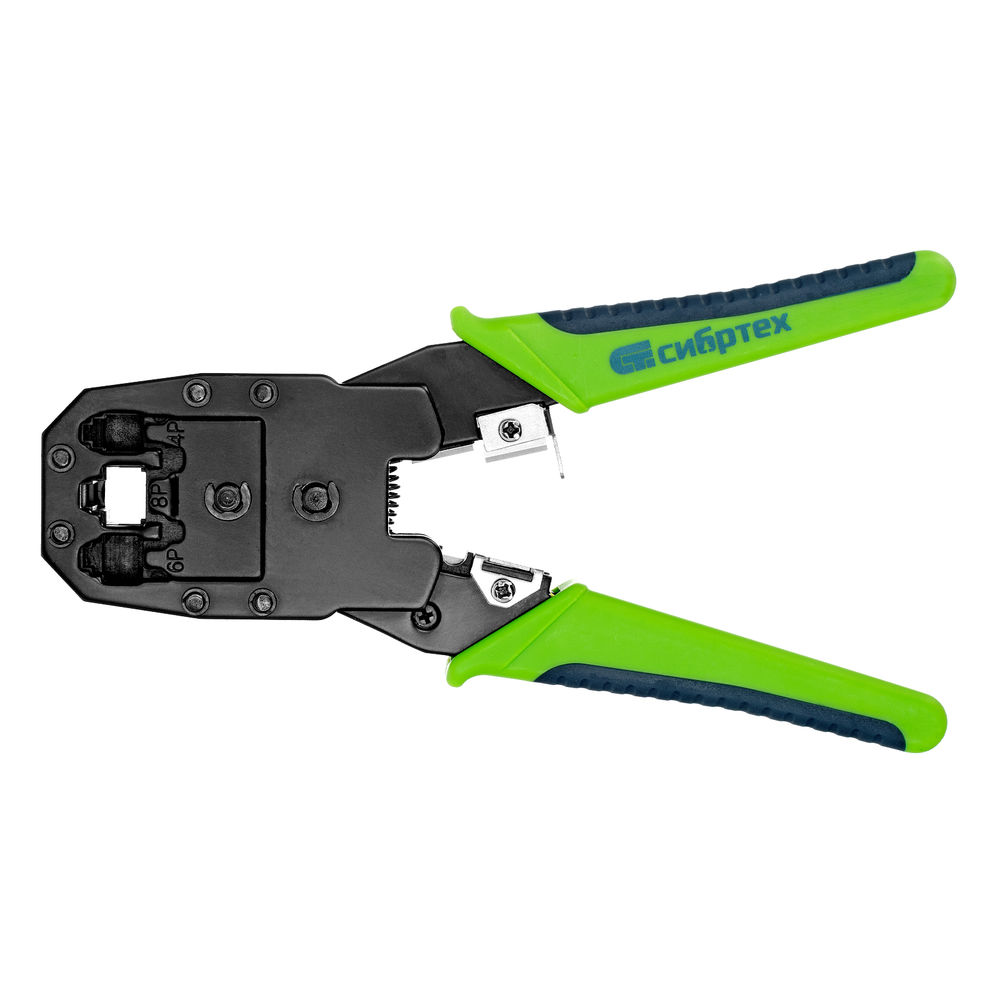 Клещи для обжима телефонных и компьютерных клемм 4P, 6P, 8P, функция обрезания проводов Сибртех (17733)
