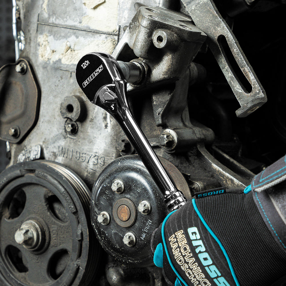 Ключ-трещотка 1/2, CrV, 120 зубьев, цельнометаллический, хром Gross