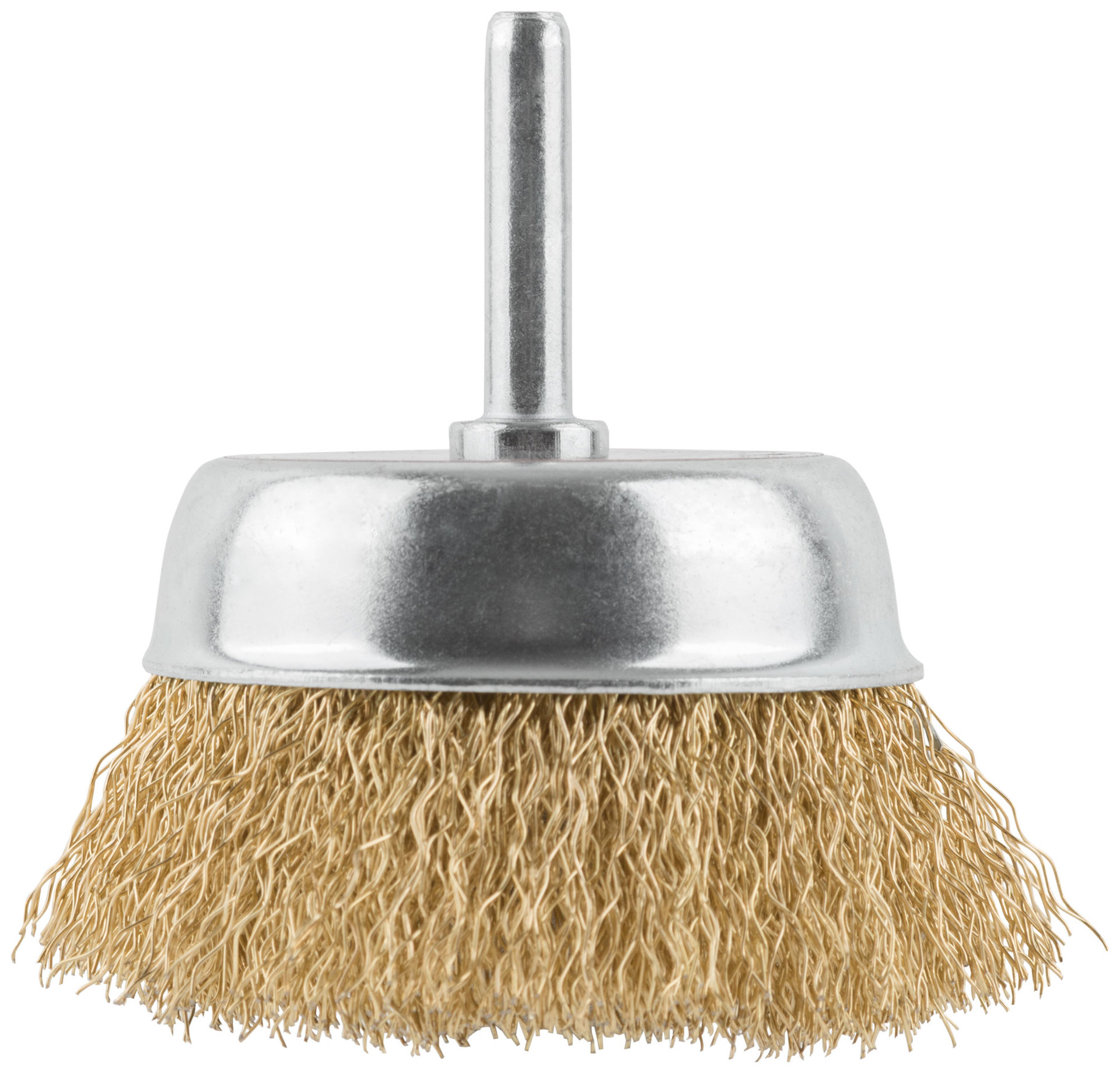 Корщетка чашечная, со шпилькой, стальная латунированная волнистая проволока 75 мм (38468)