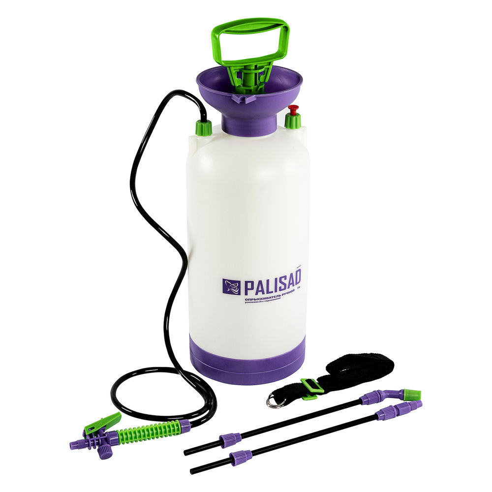 Опрыскиватель ручной усиленный с горловиной 7 л, с насосом, шлангом и разбрызгивателем Palisad (64747)