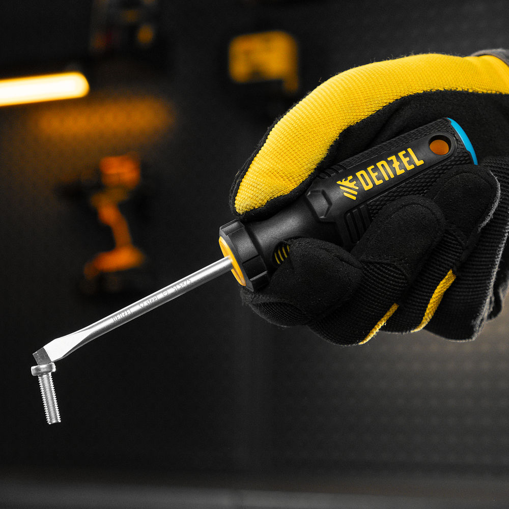 Отвертка, SL5x75 мм, S2, 3к рукоятка Denzel (121947)