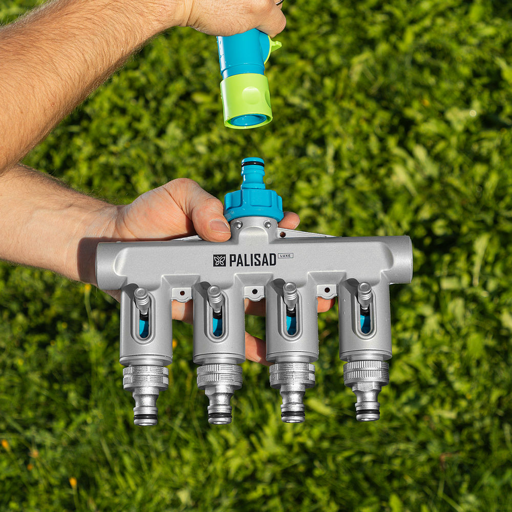 Разветвитель четырехканальный, с внутренней резьбой 3/4, алюминий, LUXE Palisad (65833)