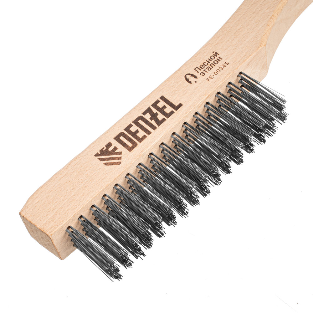 Щетка зачистная 4-х рядная, прямая проволока из нержавеющей стали с деревянной ручкой, EFP// Denzel (74844)