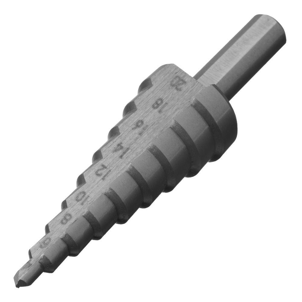 Сверло ступенчатое по металлу 4-6-8-10-12-14-16-18-20 мм, 4241 Сибртех (723012)