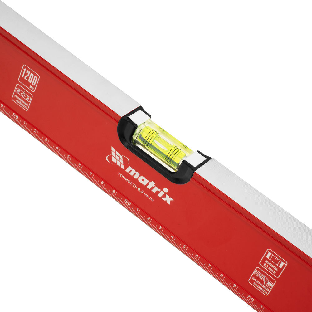 Уровень алюминиевый, фрезерованный, 3 глазка, рукоятки, 1200 мм Matrix (34204)